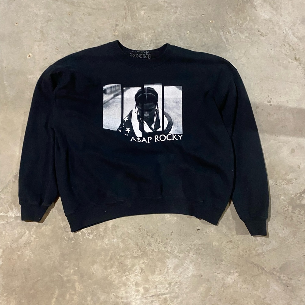 ASAP Rocky Sweatshirt L Black Crew Neck Pullover Hip hop articles of A$AP 2013